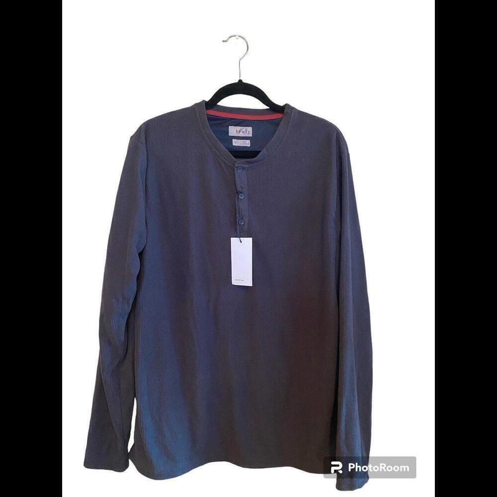Truly Men’s Longsleeve Waffle Knit Long Sleeve Gray Top Sz. XL Slim Fit NWT